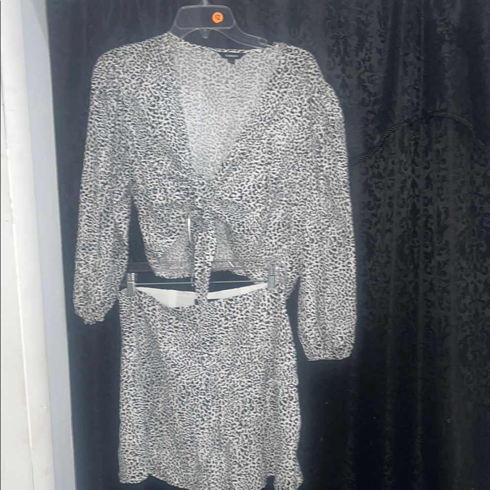 Leopard Print Women's Skirt Set